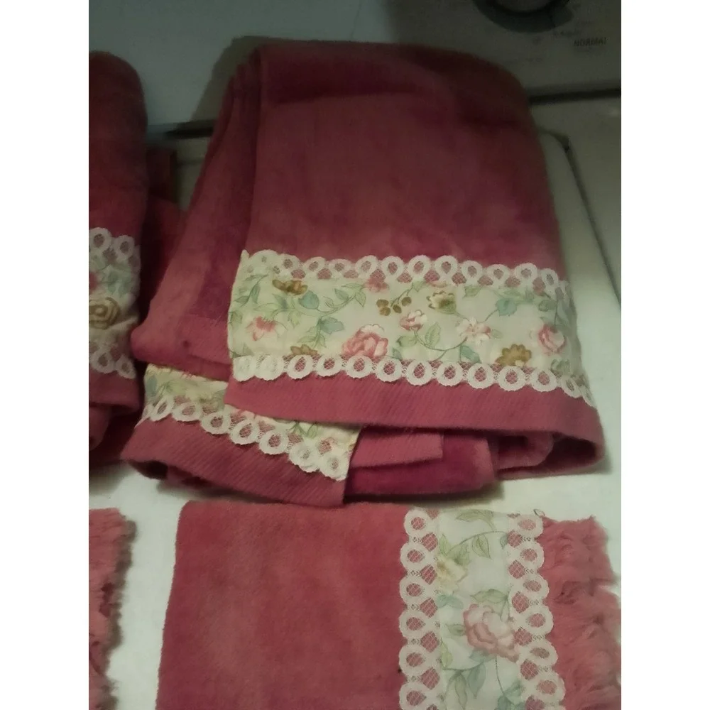 Vintage Martex Invitation Pink Bath Towel Set Two Bath Towels And Two Hand...